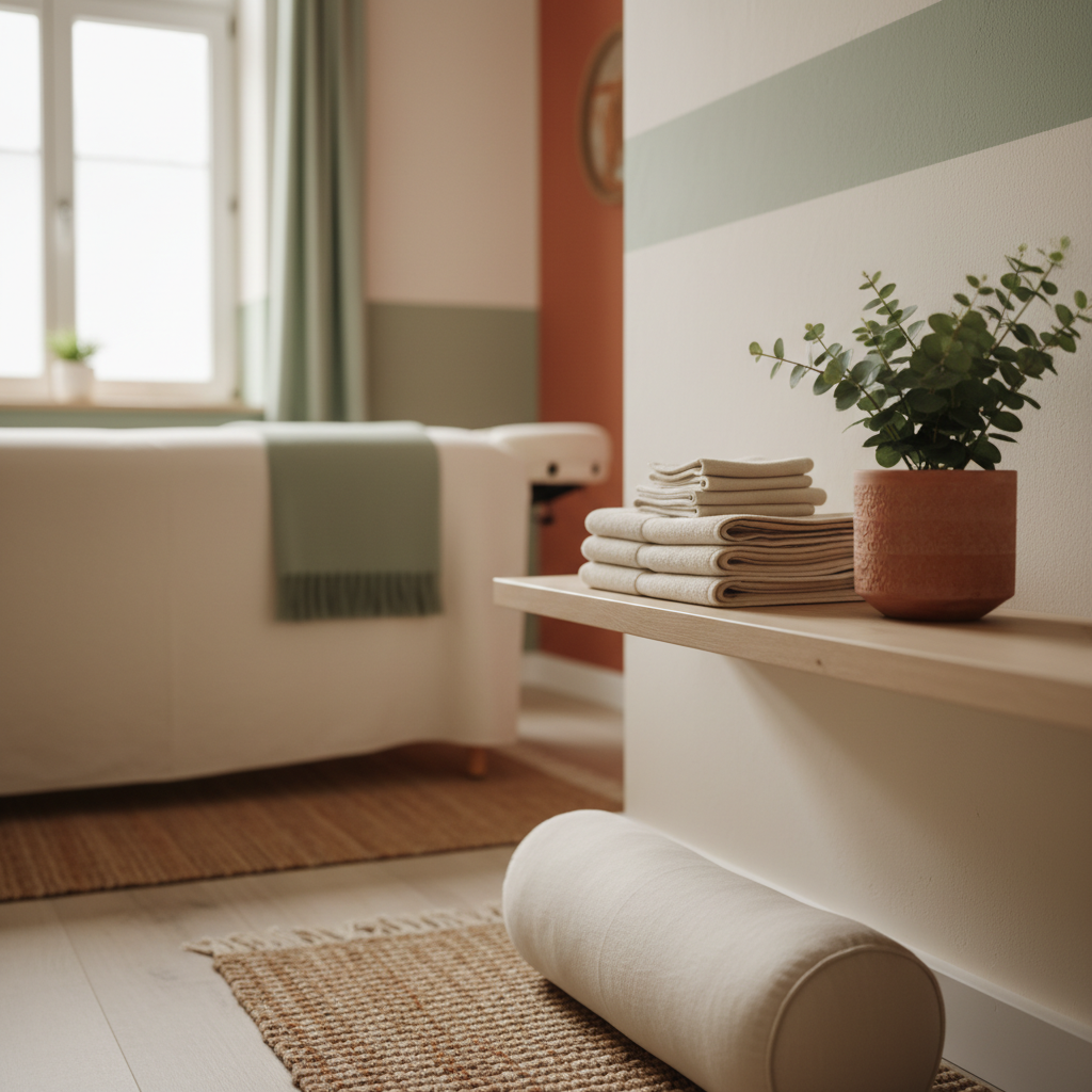 Calm massage therapy treatment room