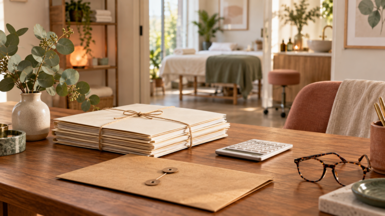 Clinic owner desk with financial records folders ready for switching accountants